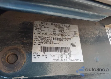 2004 Ford Expedition Eddie Bauer z USA, uszkodzony, nr VIN 1FMFU18L24LB14066